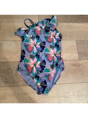 GAP KIDS XXL ONE PIECE SWIMSUIT PURPLE FLORAL 14-16 BATHING SUIT